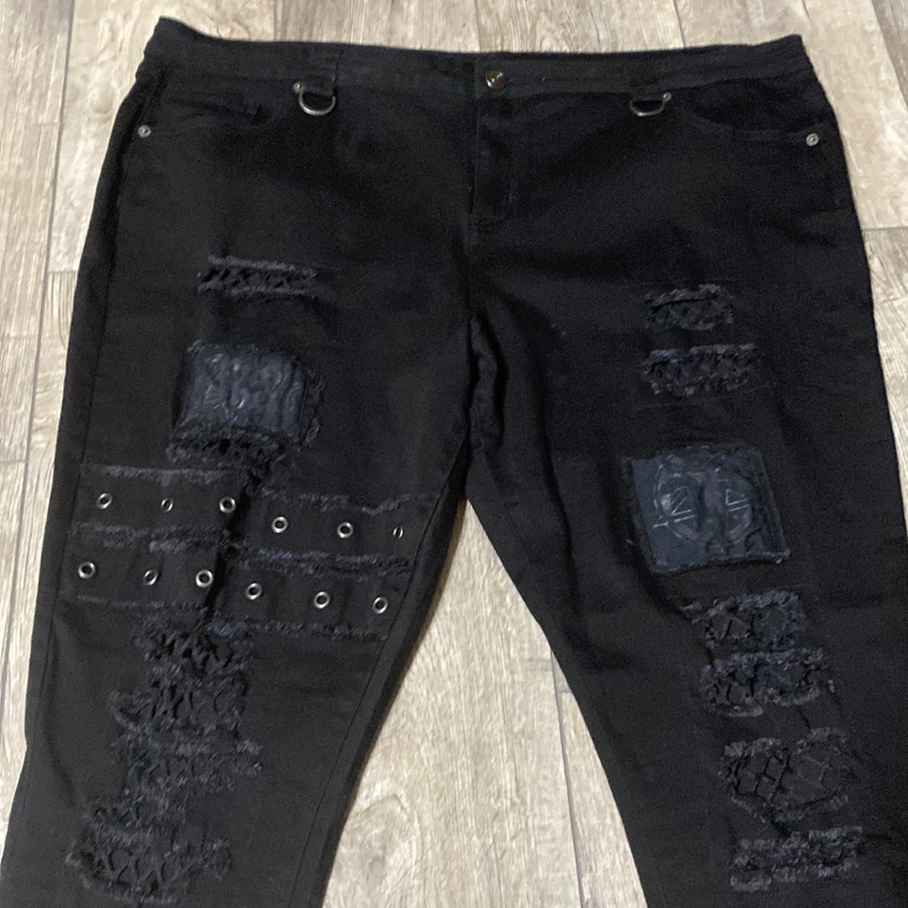 killstar patch fishnet jeans 4xl